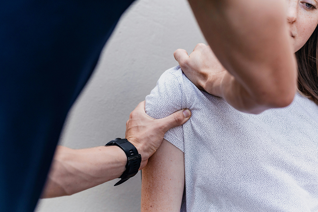 Person experiencing knee joint pain