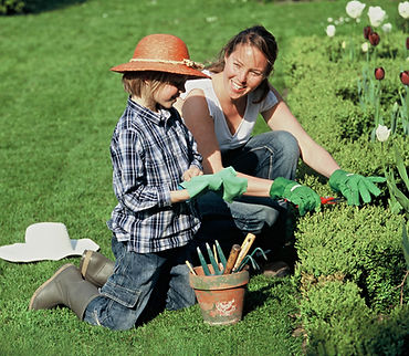 Mother and daughter gardening
